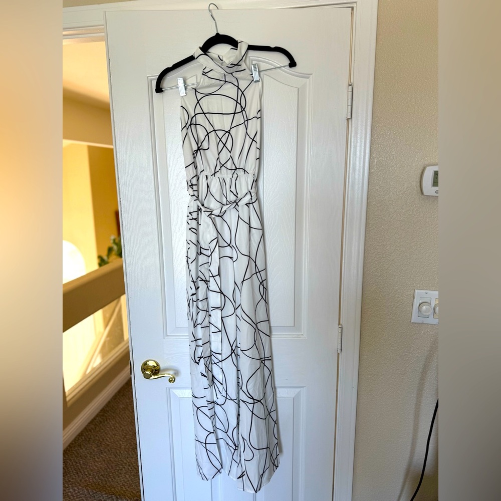 3/$20!!! White and Black Halter Wide Leg Jumpsuit